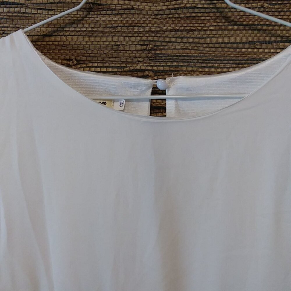 Yilijuan Aqua & White Tunic Blouse / Mini Dress | XXL | Pre-Loved Perfection - Picture 5 of 9